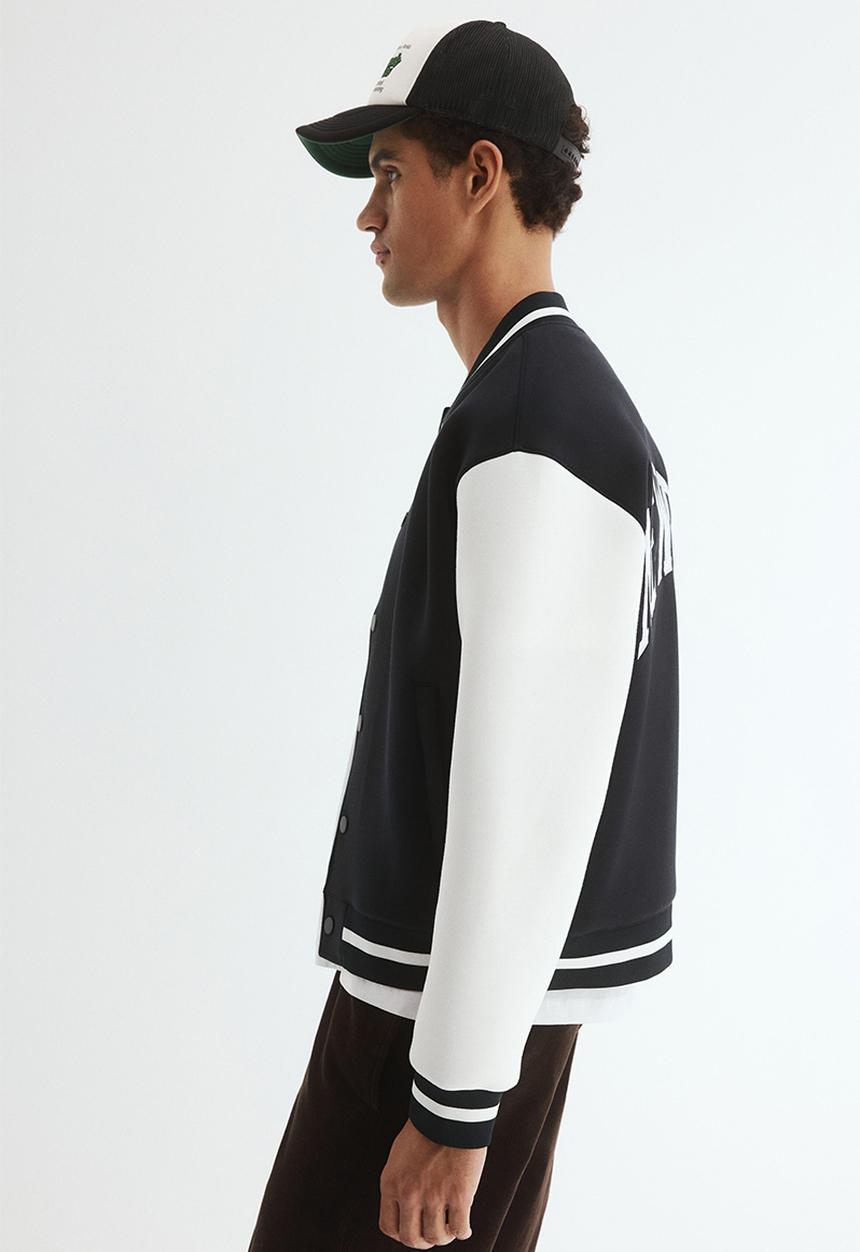 H&M - Loose fit baseball jacket - black/white