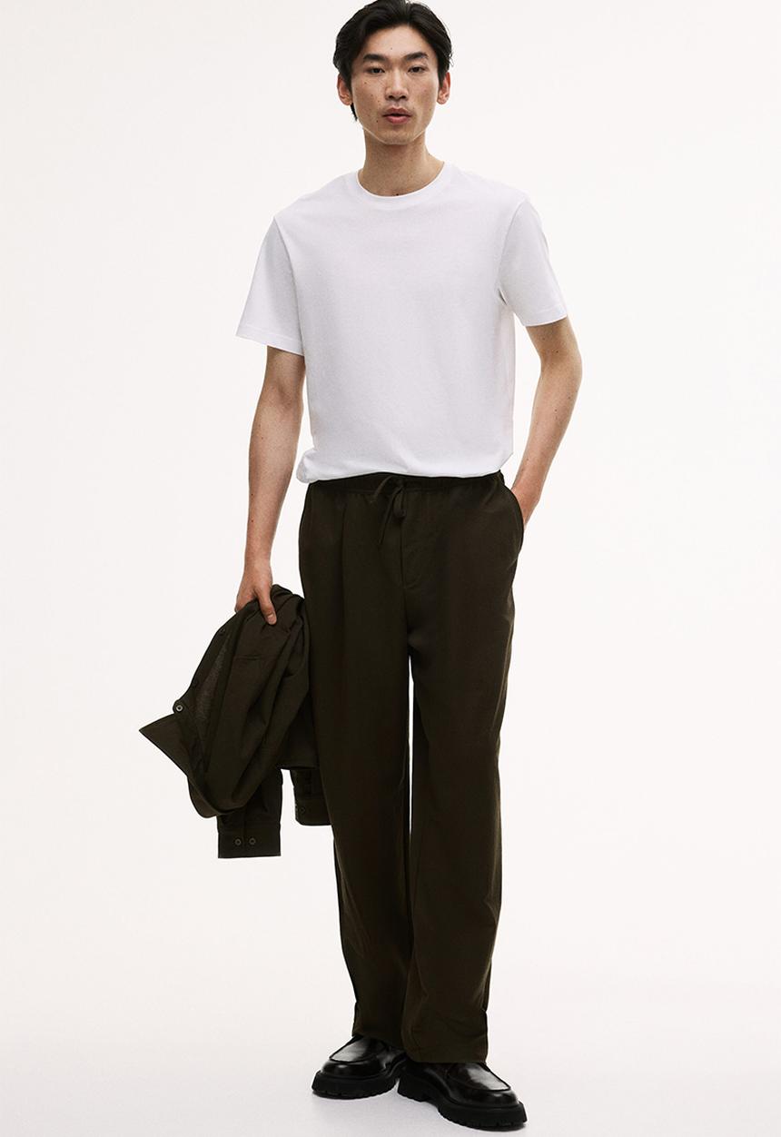 H&M - Relaxed fit trousers - dark khaki green