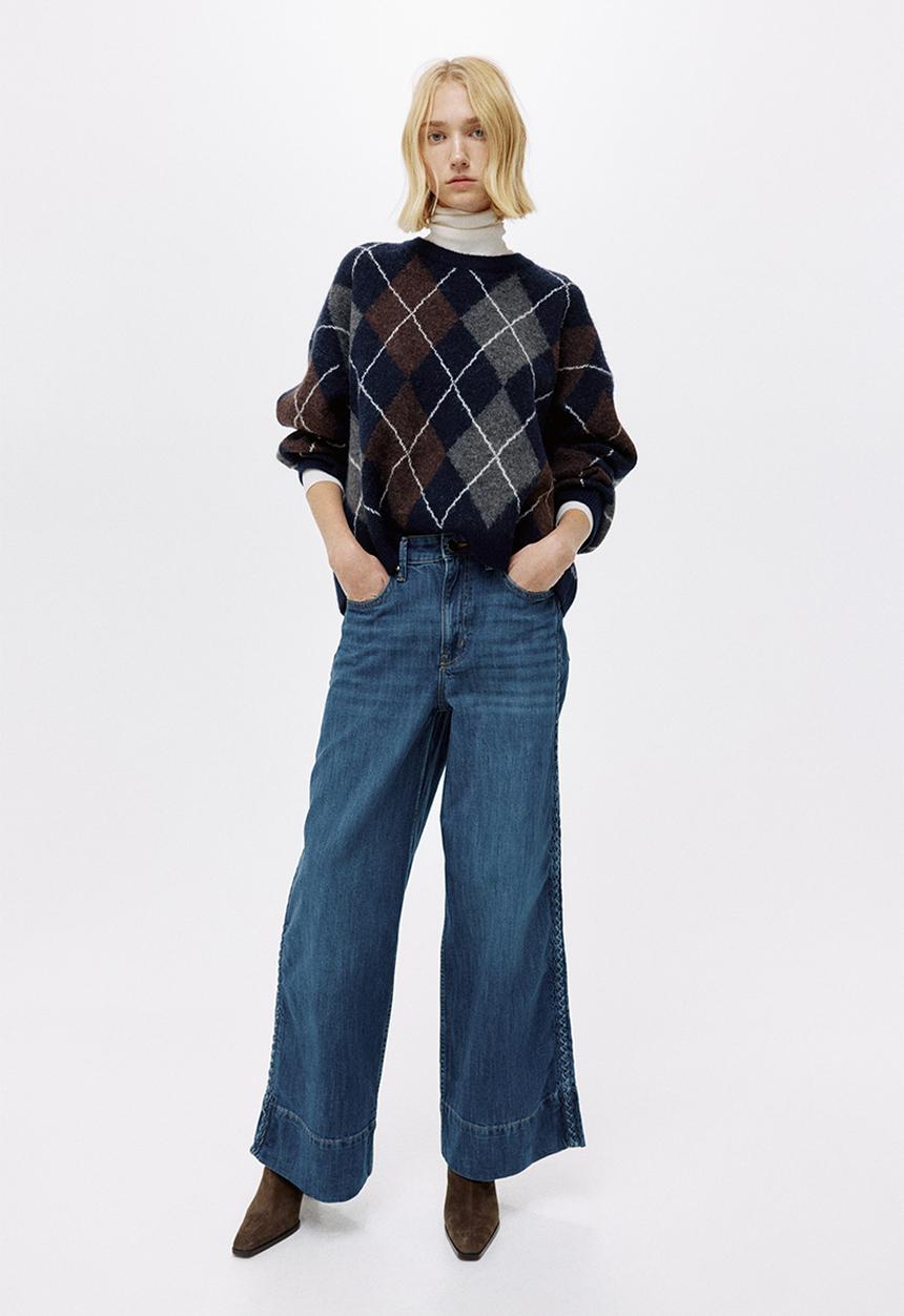 H&M - Wide high jeans - denim blue