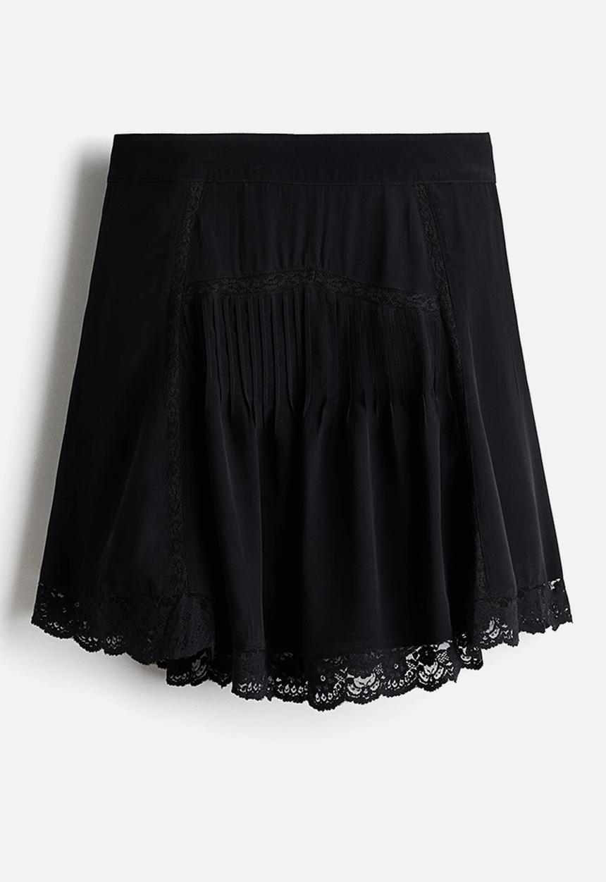 Lace-detail skirt - black - 1315687001