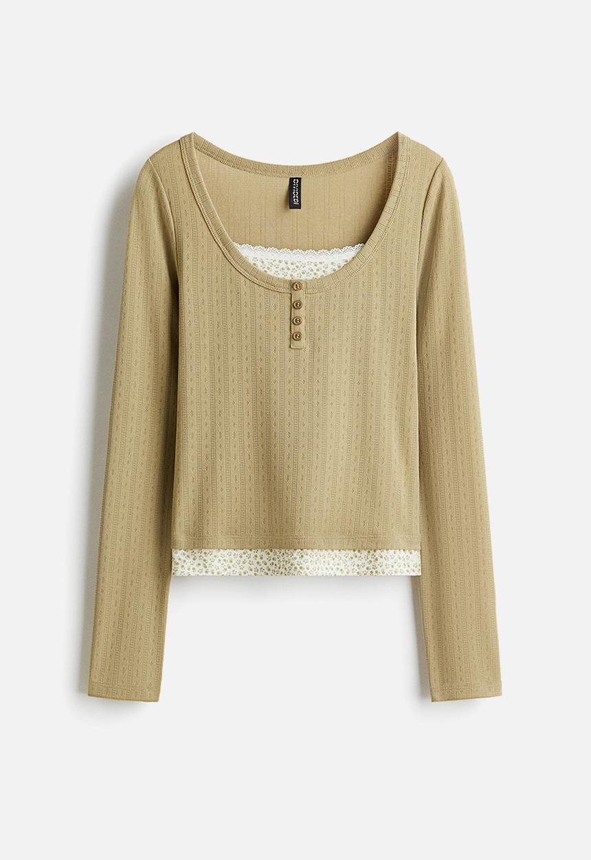 H&M - Layered-look top - light beige