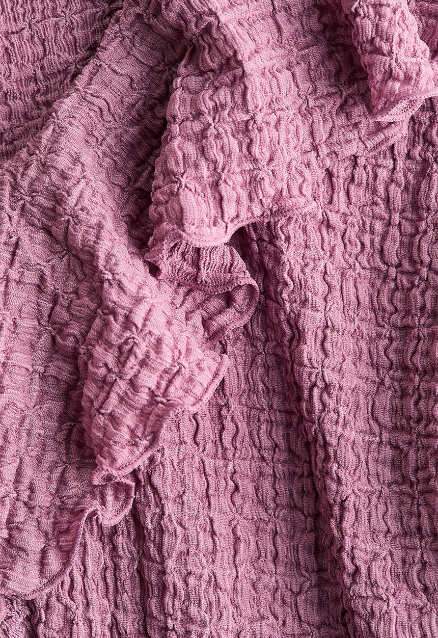 H&M - Frill-trimmed v-neck top - pink
