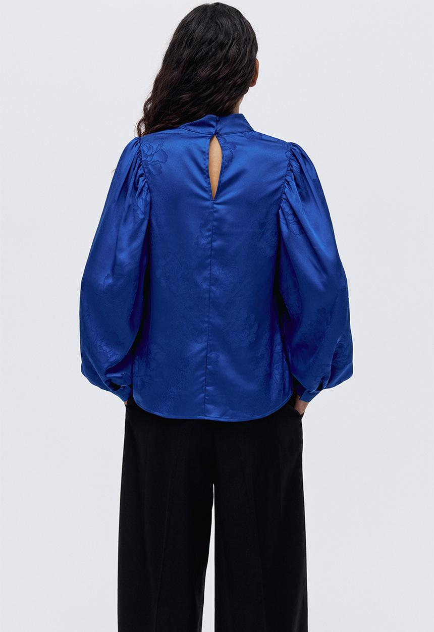 H&M - Jacquard-weave blouse - bright blue/floral