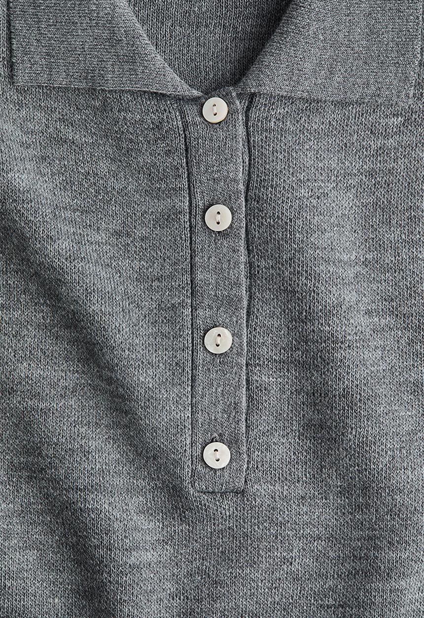 H&M - Shoulder-pad polo jumper - grey marl