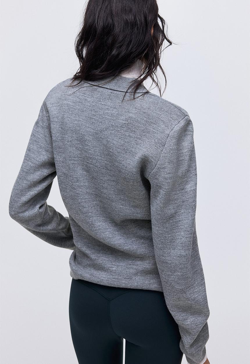 H&M - Shoulder-pad polo jumper - grey marl