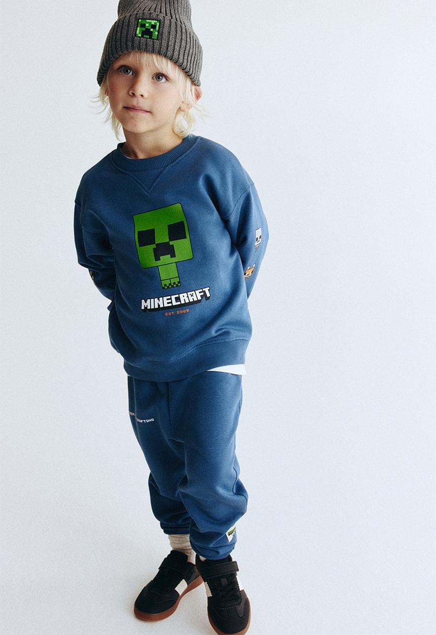 H&M - 2-piece printed sweatshirt set - blue/minecraft