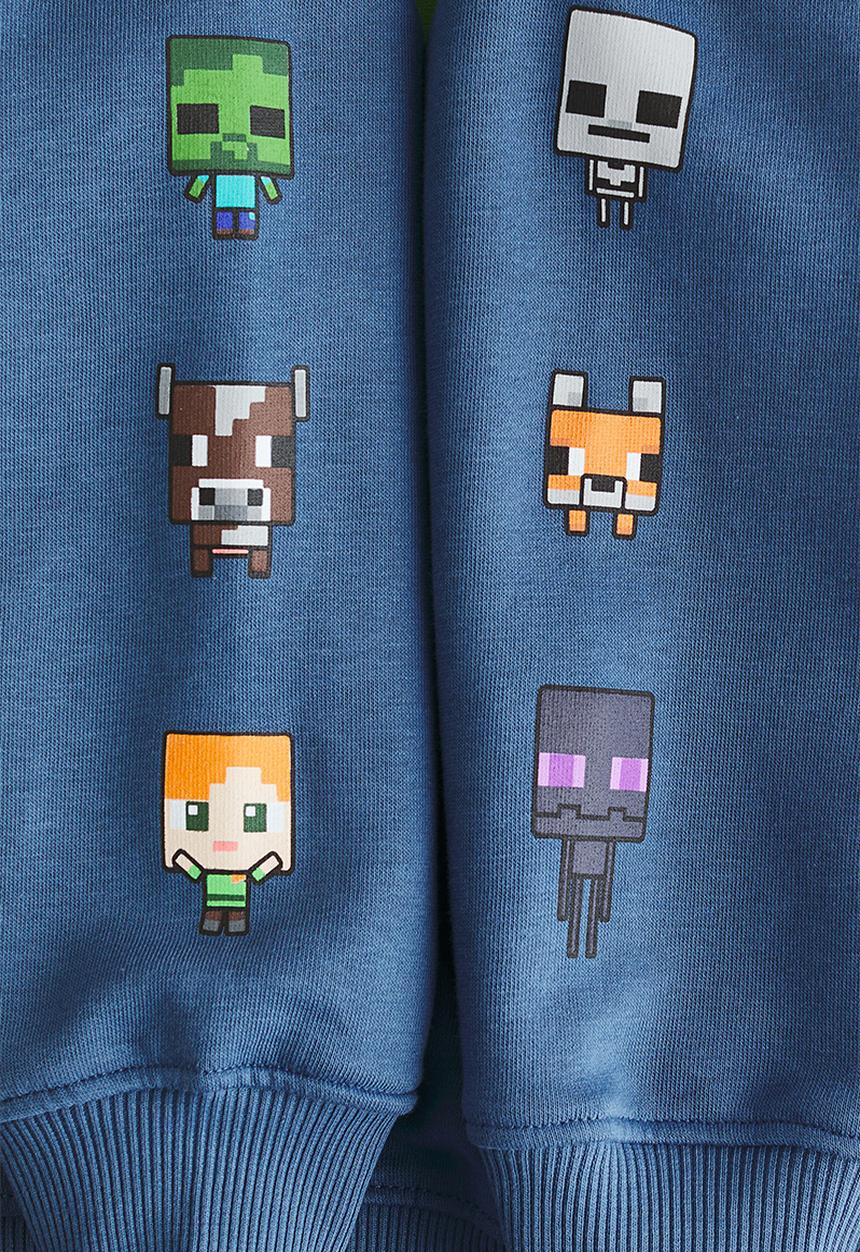 H&M - 2-piece printed sweatshirt set - blue/minecraft