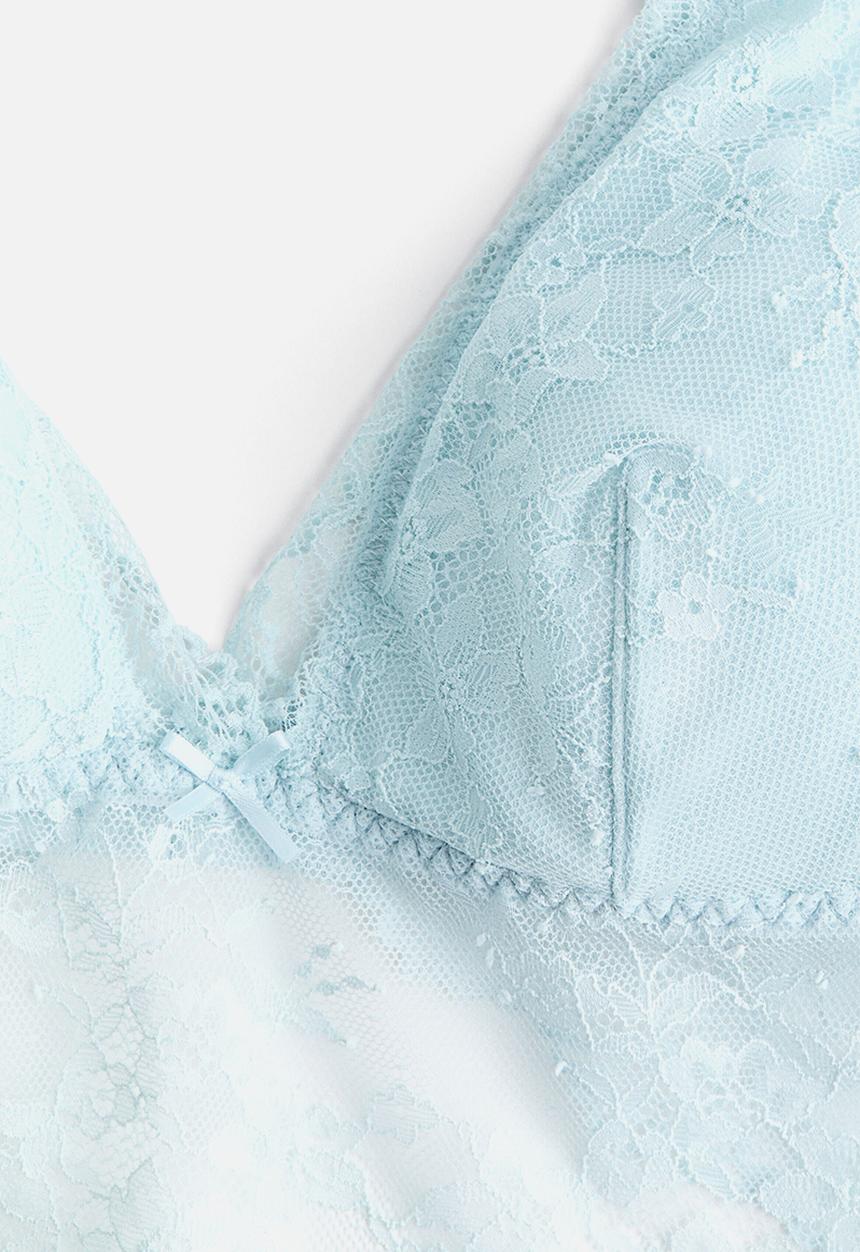 H&M - Padded lace bralette - light turquoise