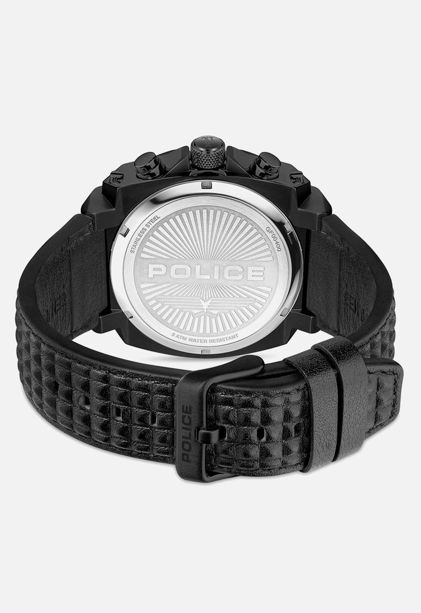 Police - IP Case Black Blue Dial Black Leather Strap - Black