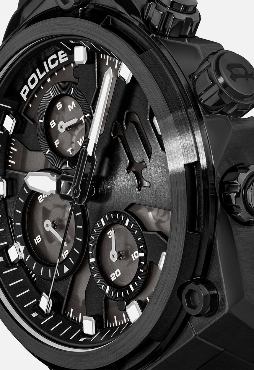 Police - IP Case Bl Dial teel Bracelet Strap - Black