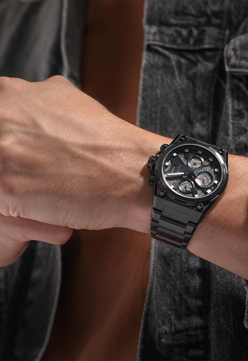 Police - IP Case Bl Dial teel Bracelet Strap - Black