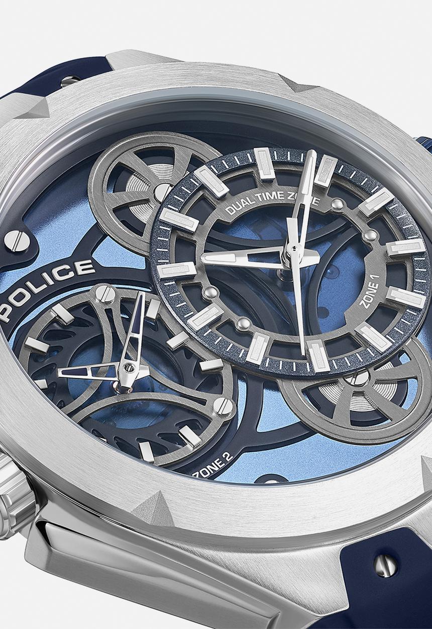 Police - Steel Case Blue Dial Blue Silicone Strap - Blue/Silver