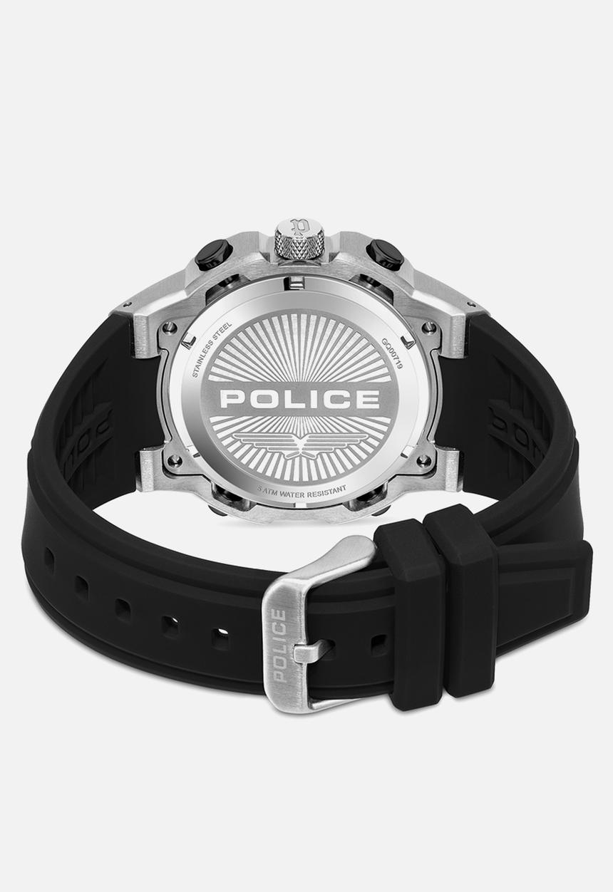 Police - Steel Case Blk and Silver Dial Rubber Strap - Silver/Black