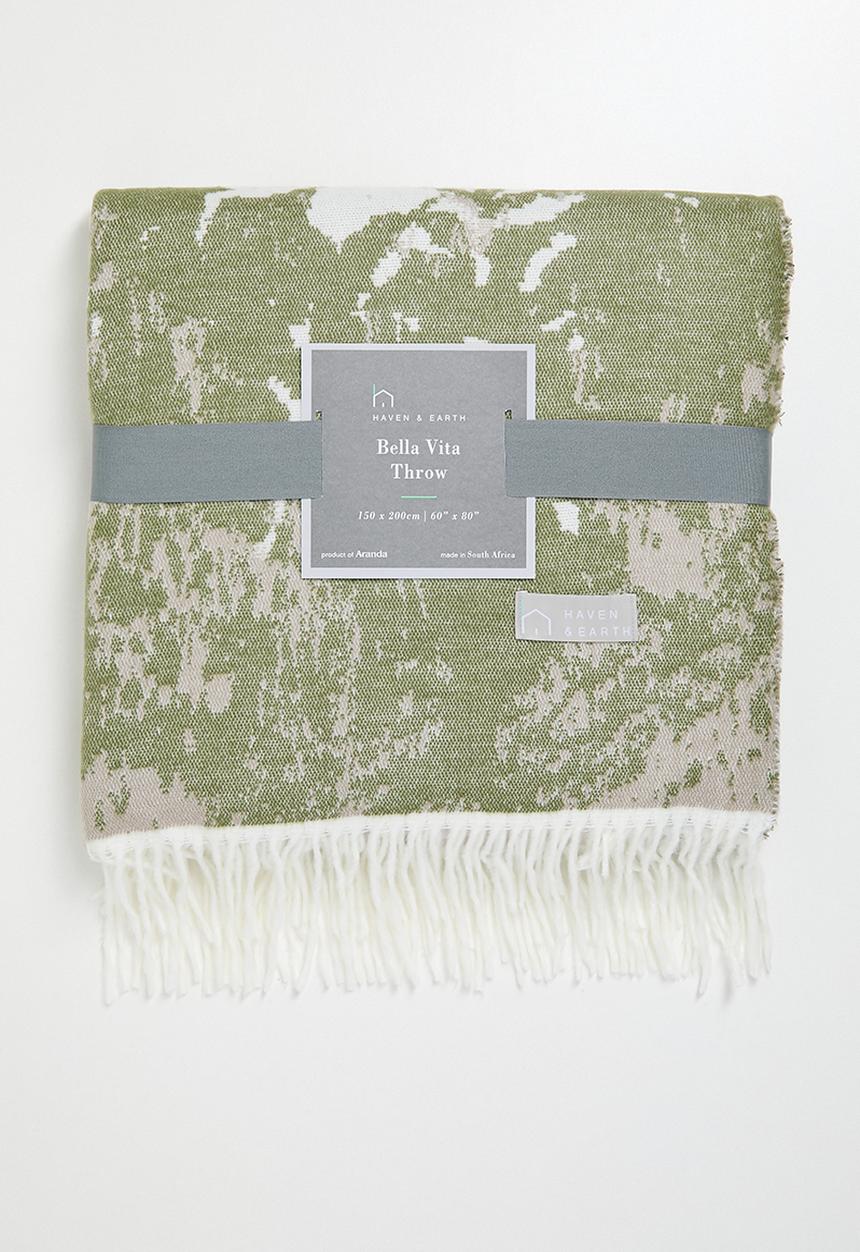 Haven & Earth  - Bella vita Floral Throw - Hunter/Cobblestone