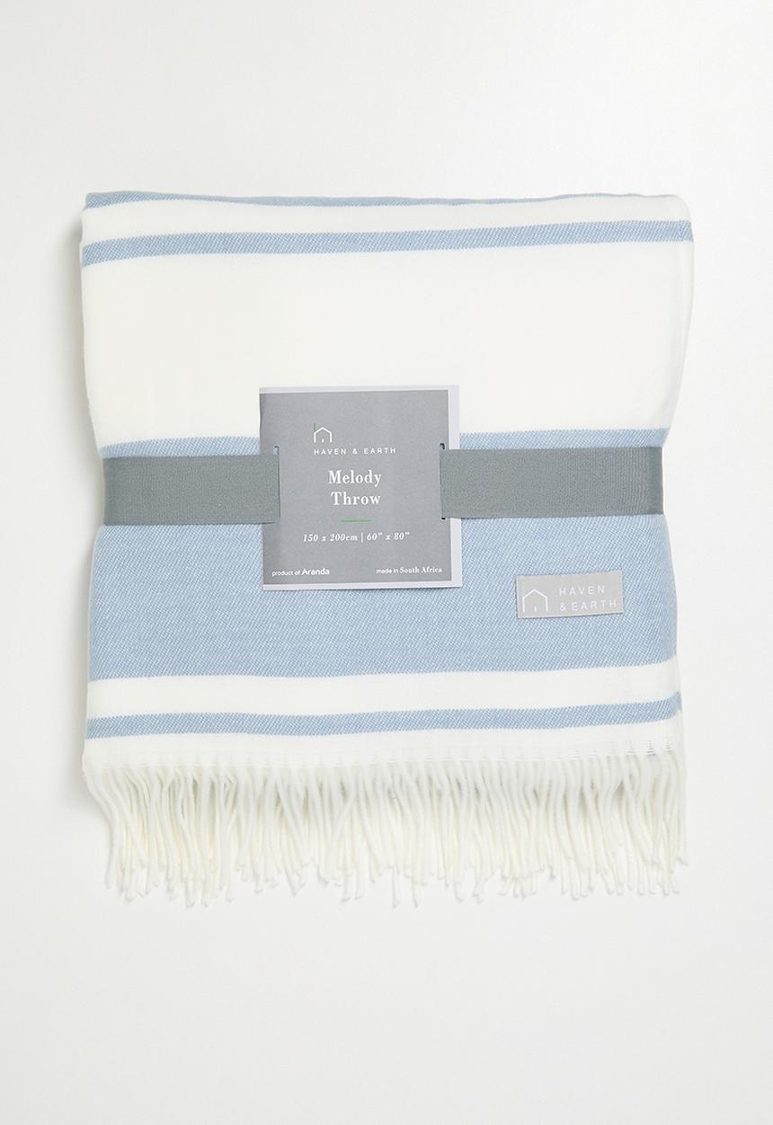 Haven & Earth  - Melody Stripe Throw Overcast - Sky/Natural