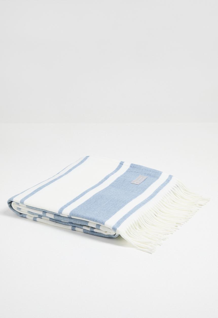 Haven & Earth  - Melody Stripe Throw Overcast - Sky/Natural
