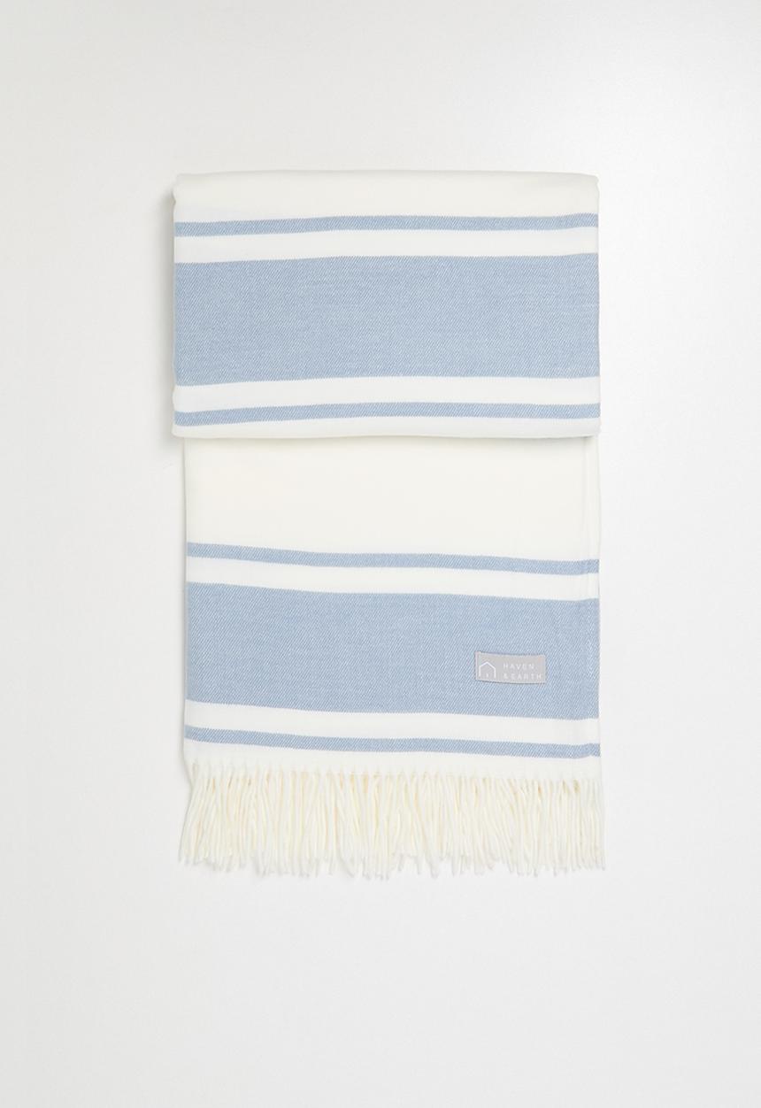 Haven & Earth  - Melody Stripe Throw Overcast - Sky/Natural