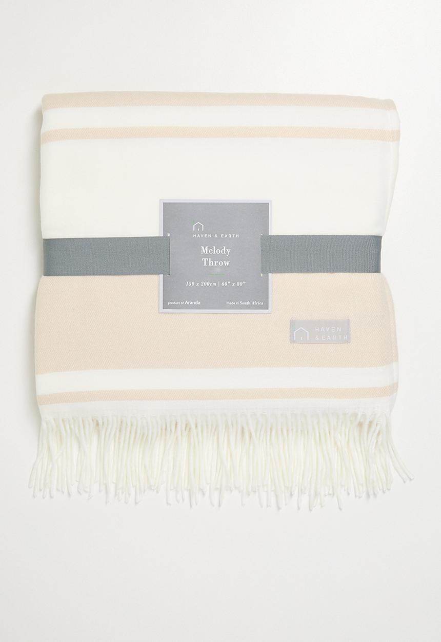 Haven & Earth  - Melody Stripe Throw - Bone/Natural