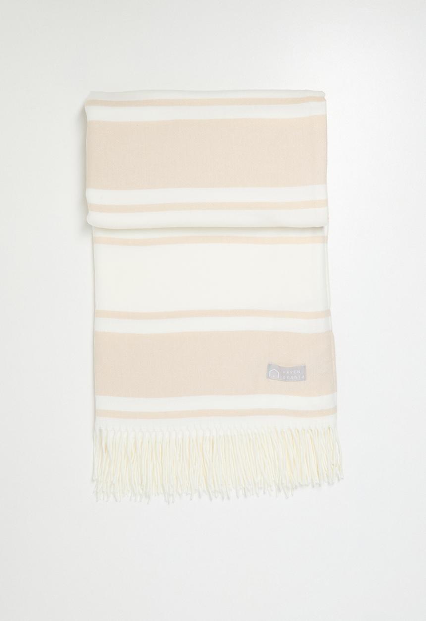Haven & Earth  - Melody Stripe Throw - Bone/Natural