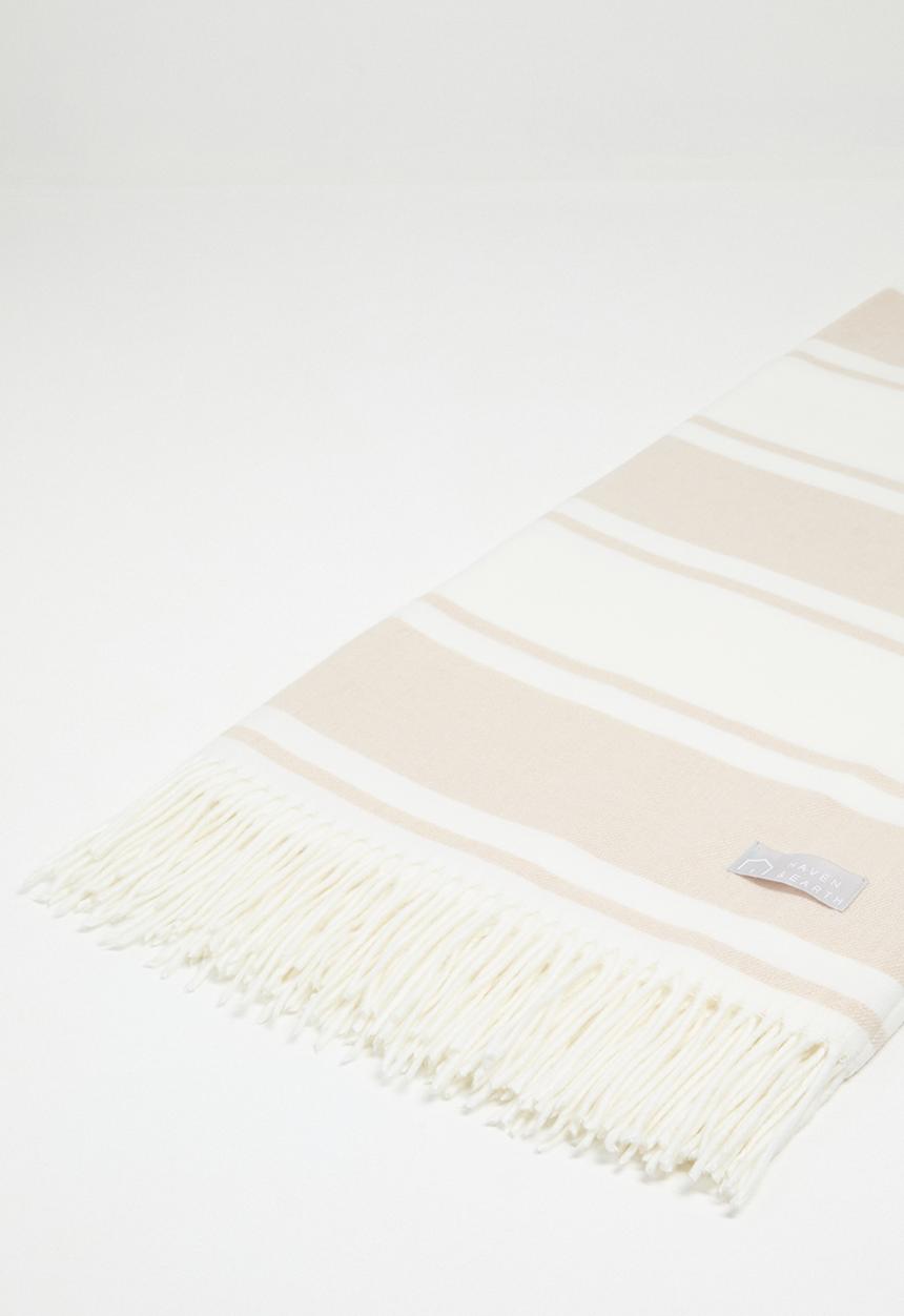 Haven & Earth  - Melody Stripe Throw - Bone/Natural