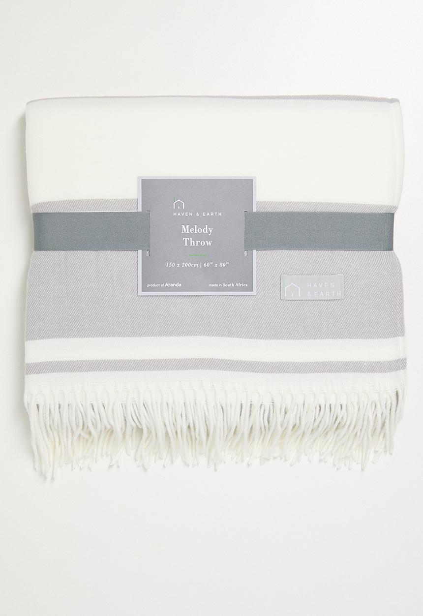 Haven & Earth  - Melody Stripe Throw - Wild Dove/Natural