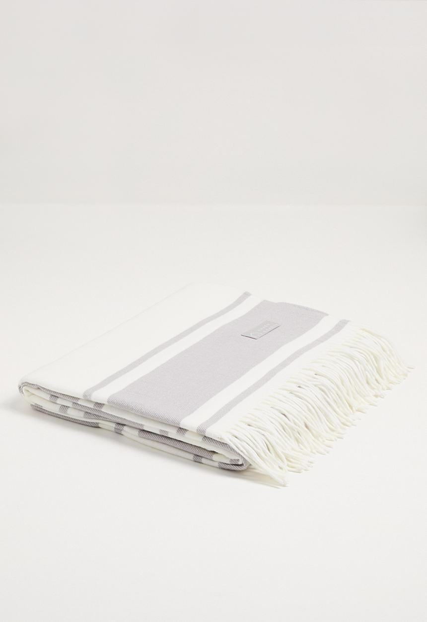 Haven & Earth  - Melody Stripe Throw - Wild Dove/Natural