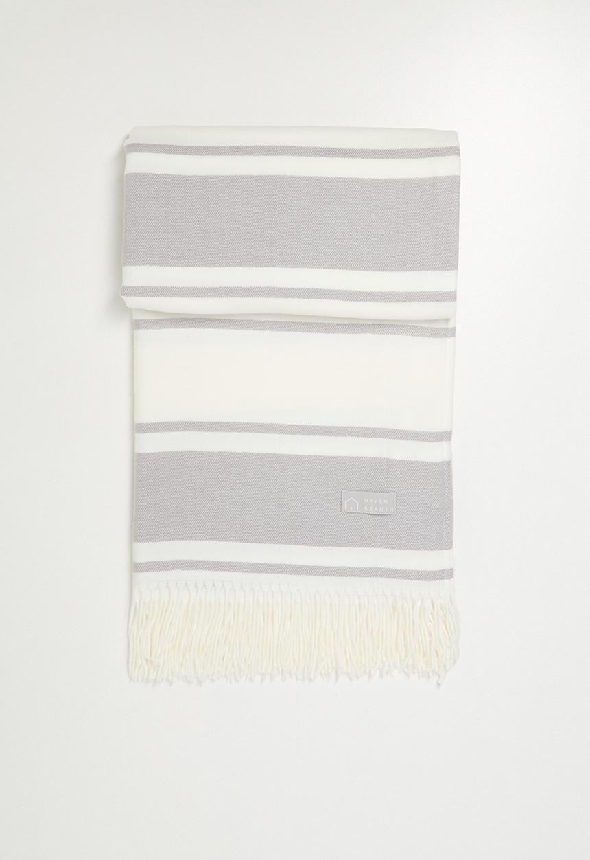 Haven & Earth  - Melody Stripe Throw - Wild Dove/Natural