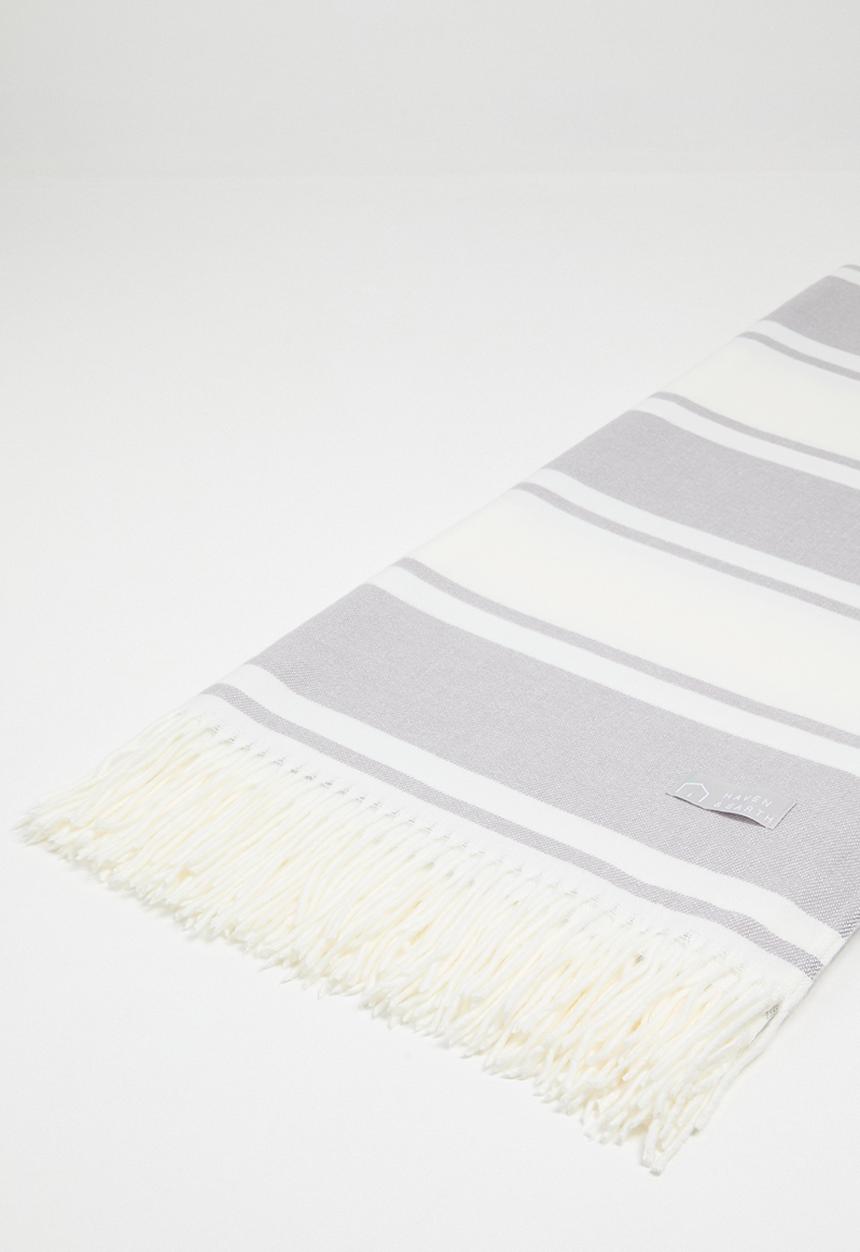 Haven & Earth  - Melody Stripe Throw - Wild Dove/Natural