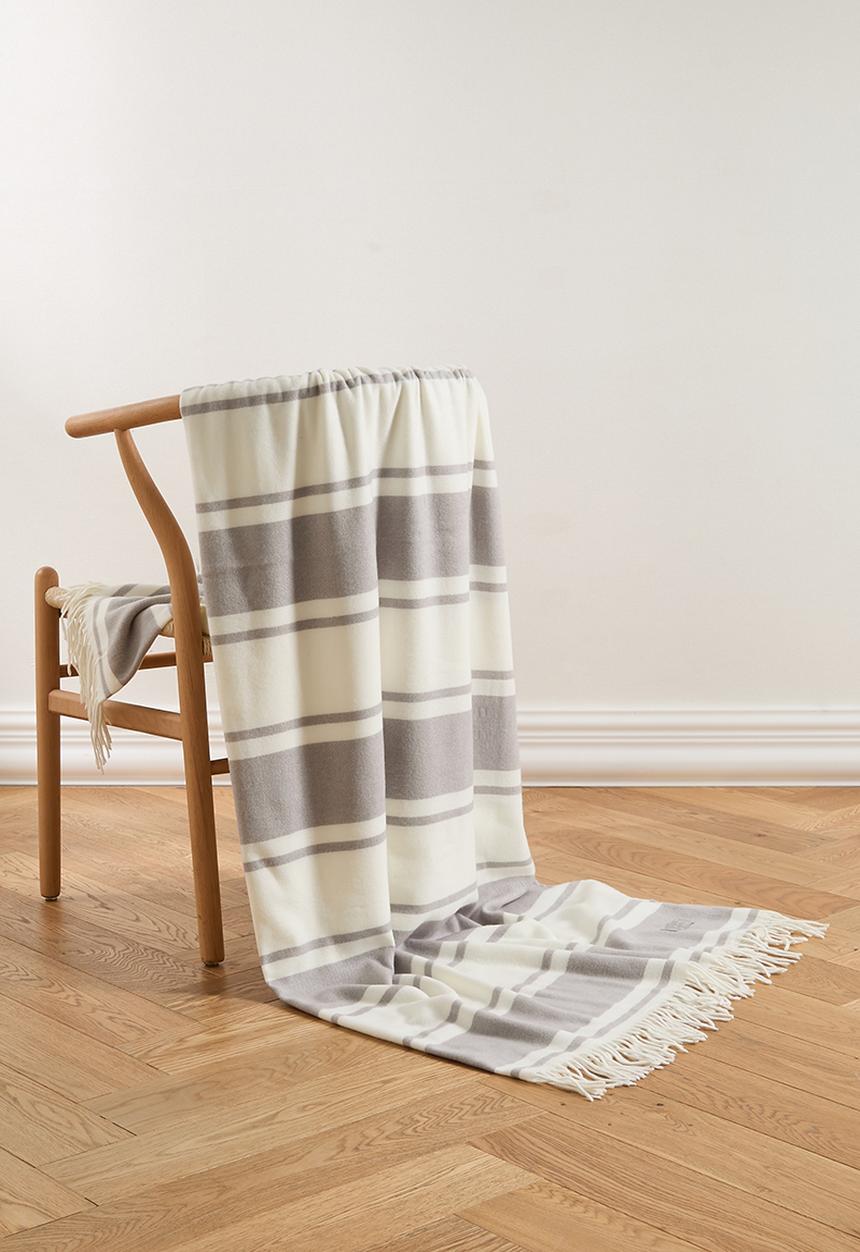 Haven & Earth  - Melody Stripe Throw - Wild Dove/Natural