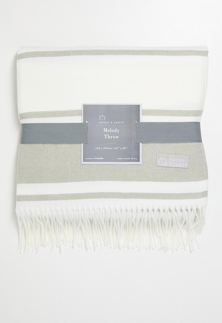 Haven & Earth  - Melody Stripe Throw - Olive/Natural