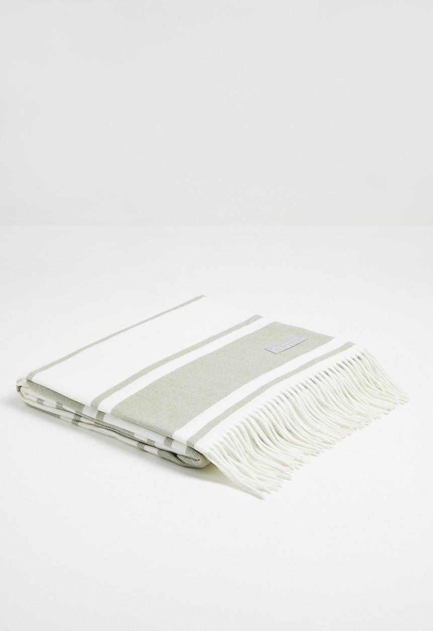Haven & Earth  - Melody Stripe Throw - Olive/Natural