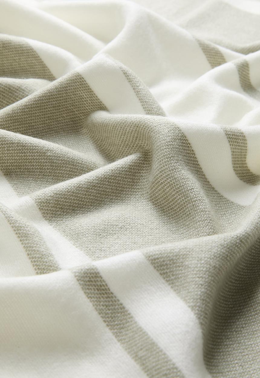 Haven & Earth  - Melody Stripe Throw - Olive/Natural