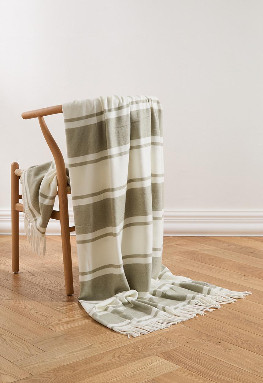 Haven & Earth  - Melody Stripe Throw - Olive/Natural