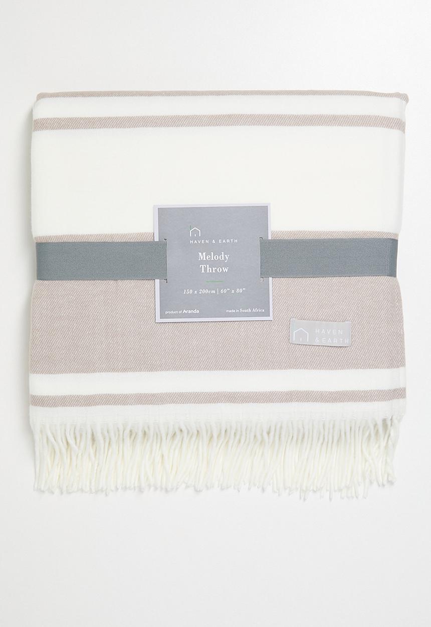 Haven & Earth  - Melody Stripe Throw - Cobblestone/Natural