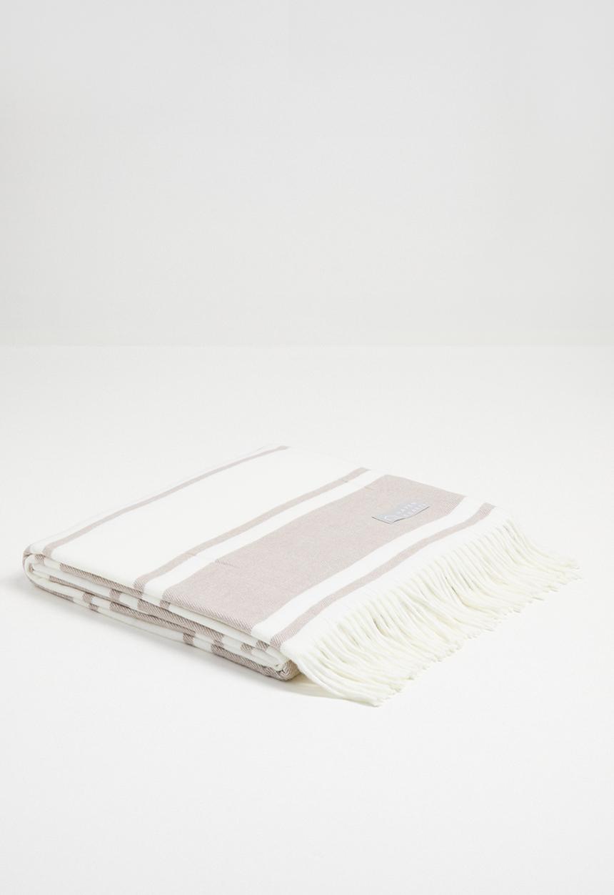 Haven & Earth  - Melody Stripe Throw - Cobblestone/Natural