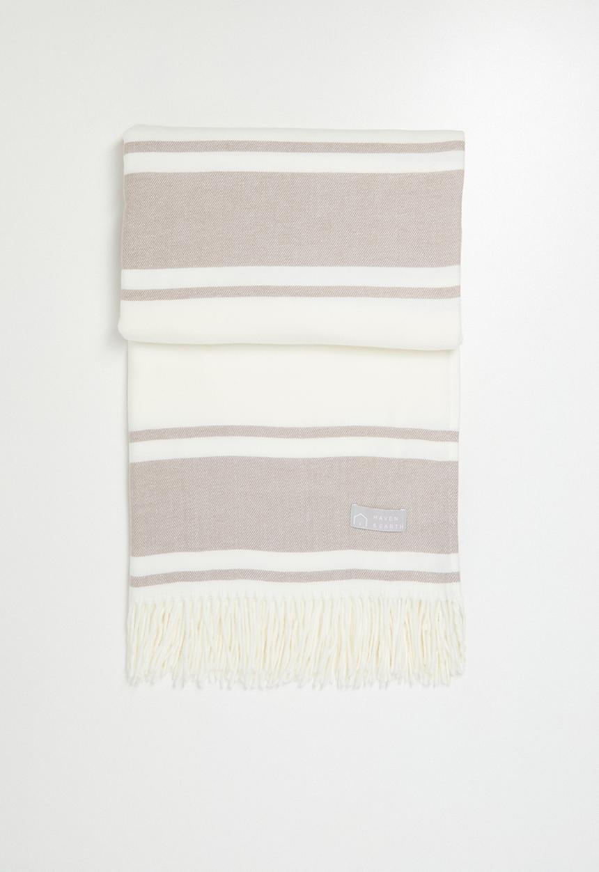 Haven & Earth  - Melody Stripe Throw - Cobblestone/Natural