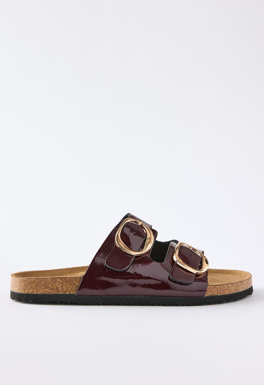 Cotton On - Rex double buckle slide - burgundy/molten/gold