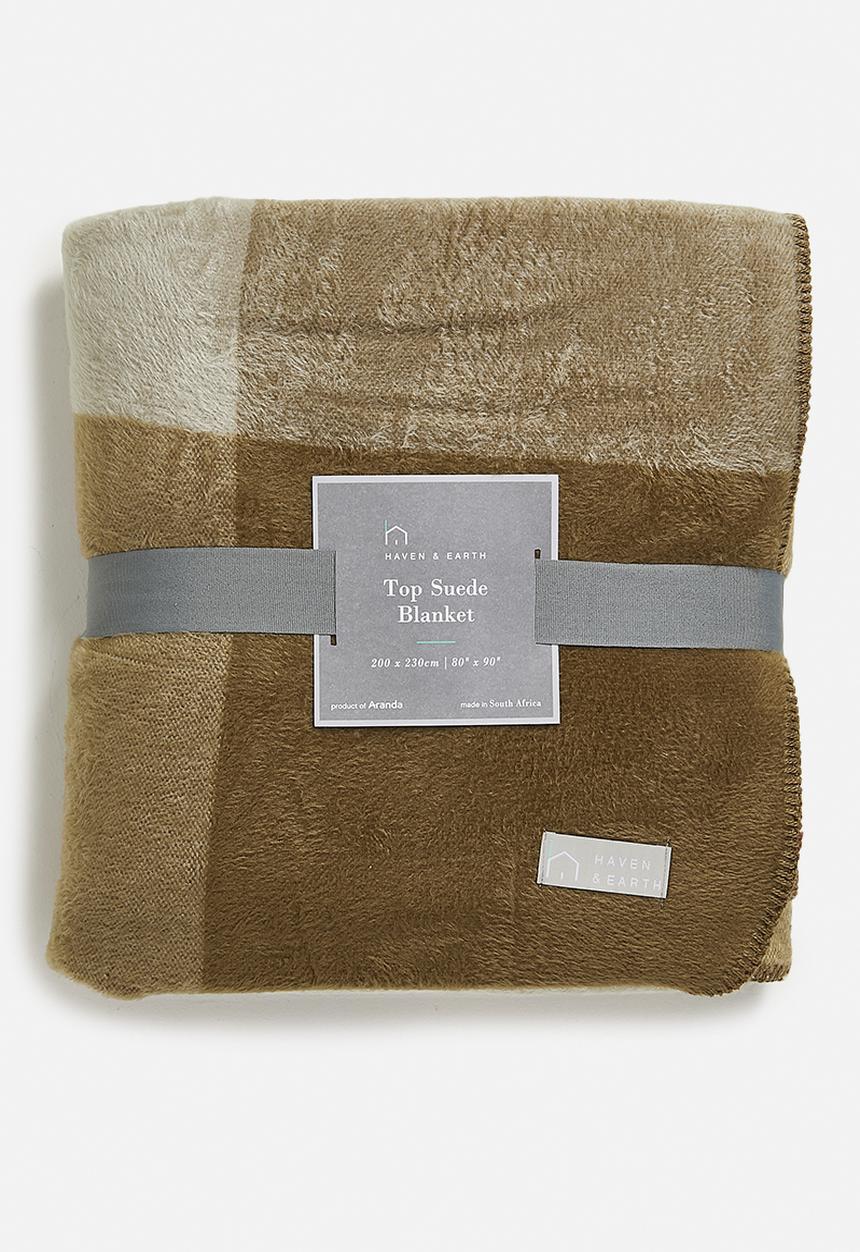 Haven & Earth  - Top Suede Bed Throw - Coffee/Cobblestone