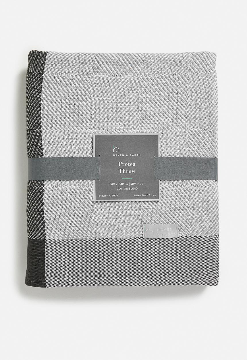 Haven & Earth  - Protea Bed Throw - Steel/Wild Dove