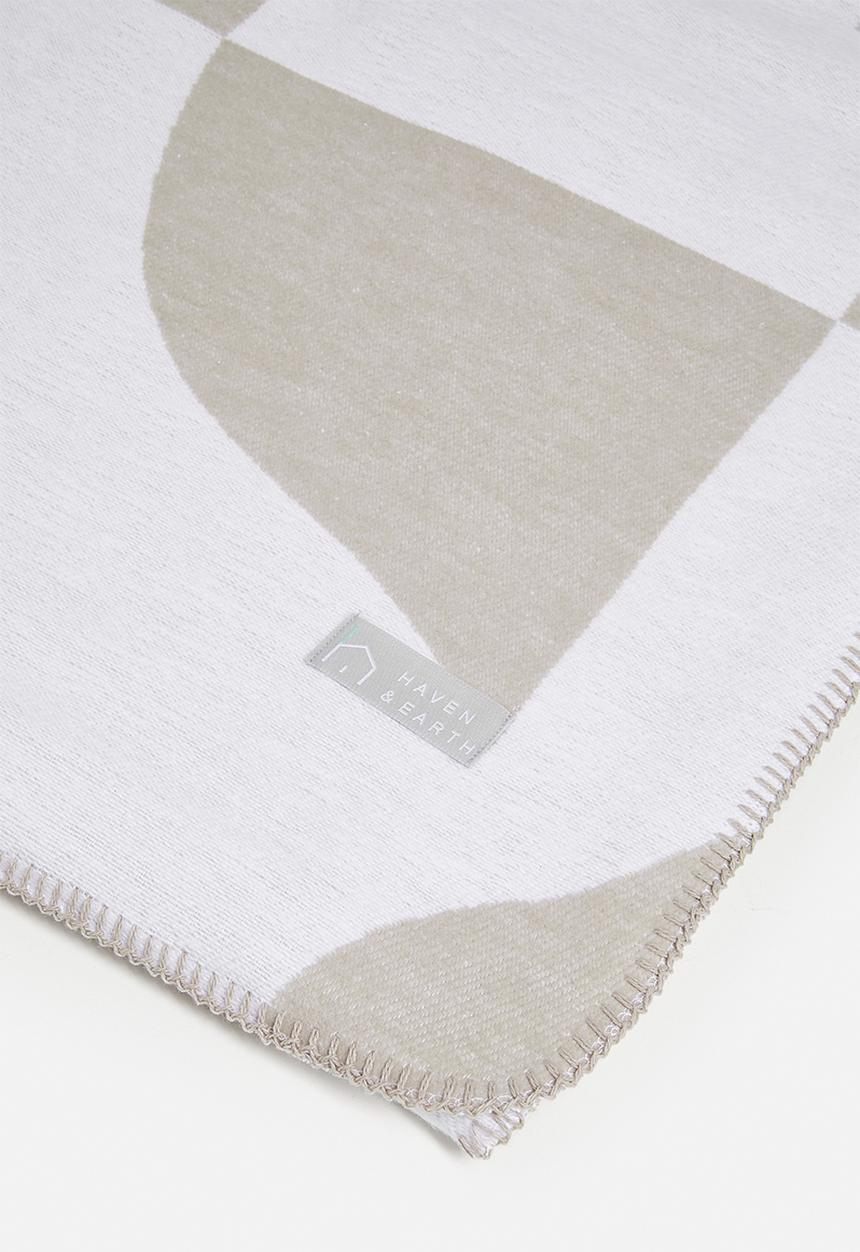 Haven & Earth  - Amanda Cotton Bed Throw - Cobblestone/White