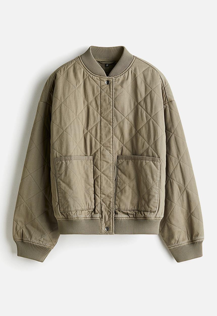 H&M - Quilted bomber jacket - khaki green
