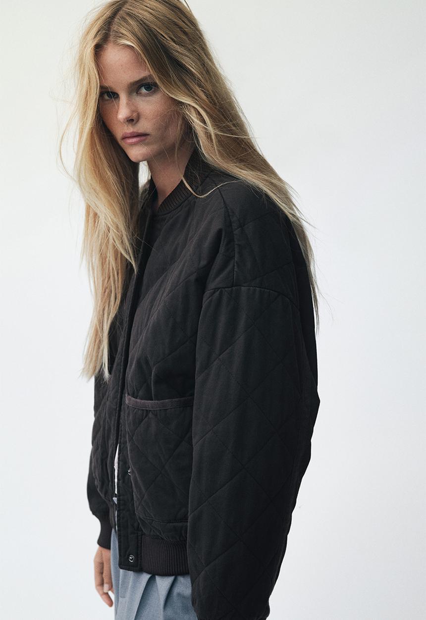 H&M - Quilted bomber jacket - dark grey