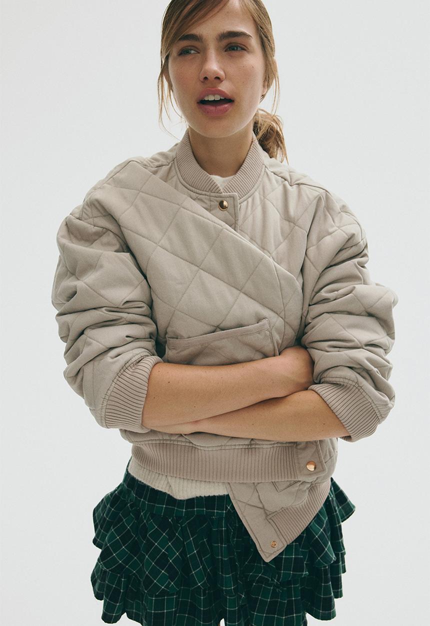 H&M - Quilted bomber jacket - beige