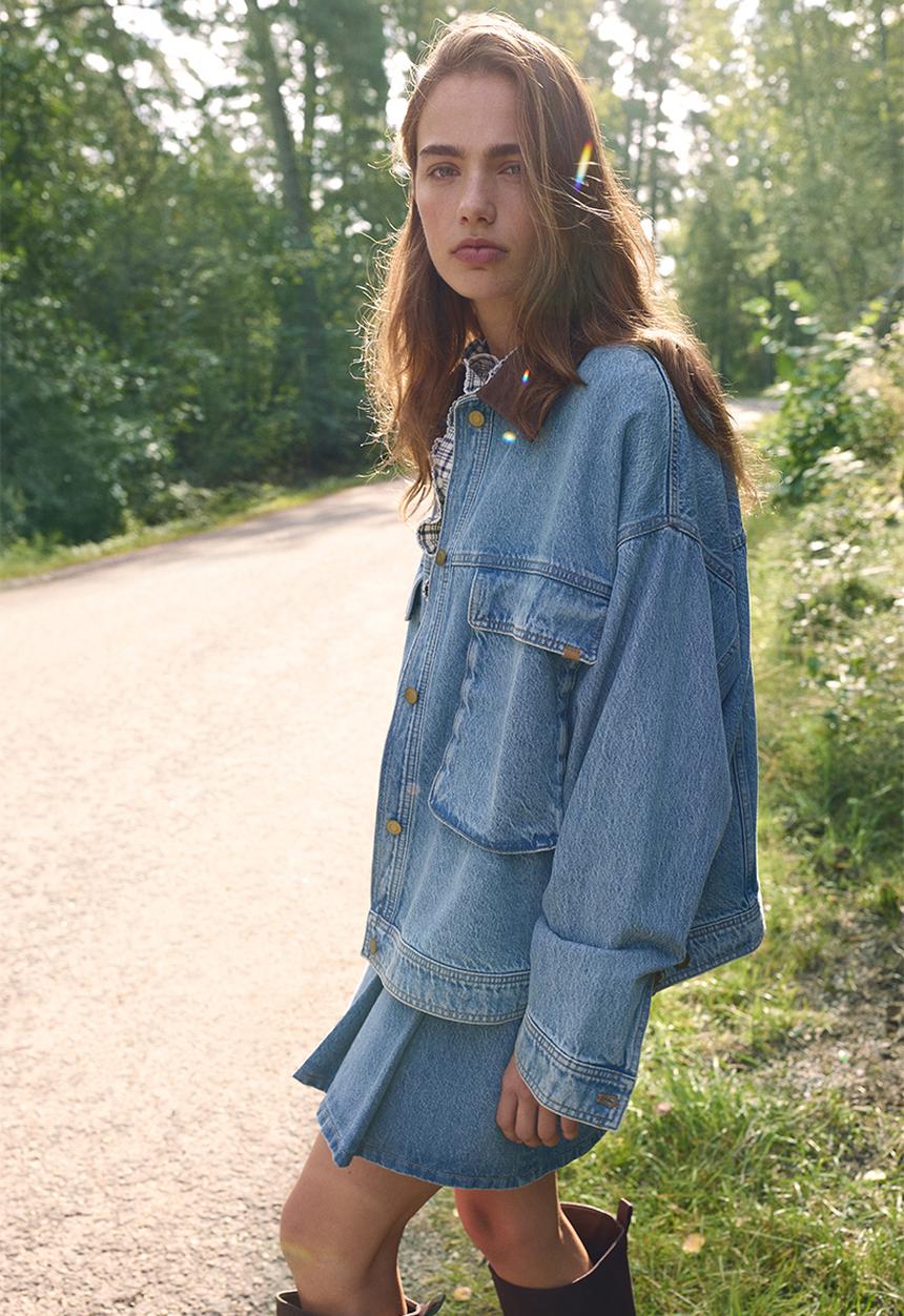Oversized denim jacket - denim blue - 1303415001