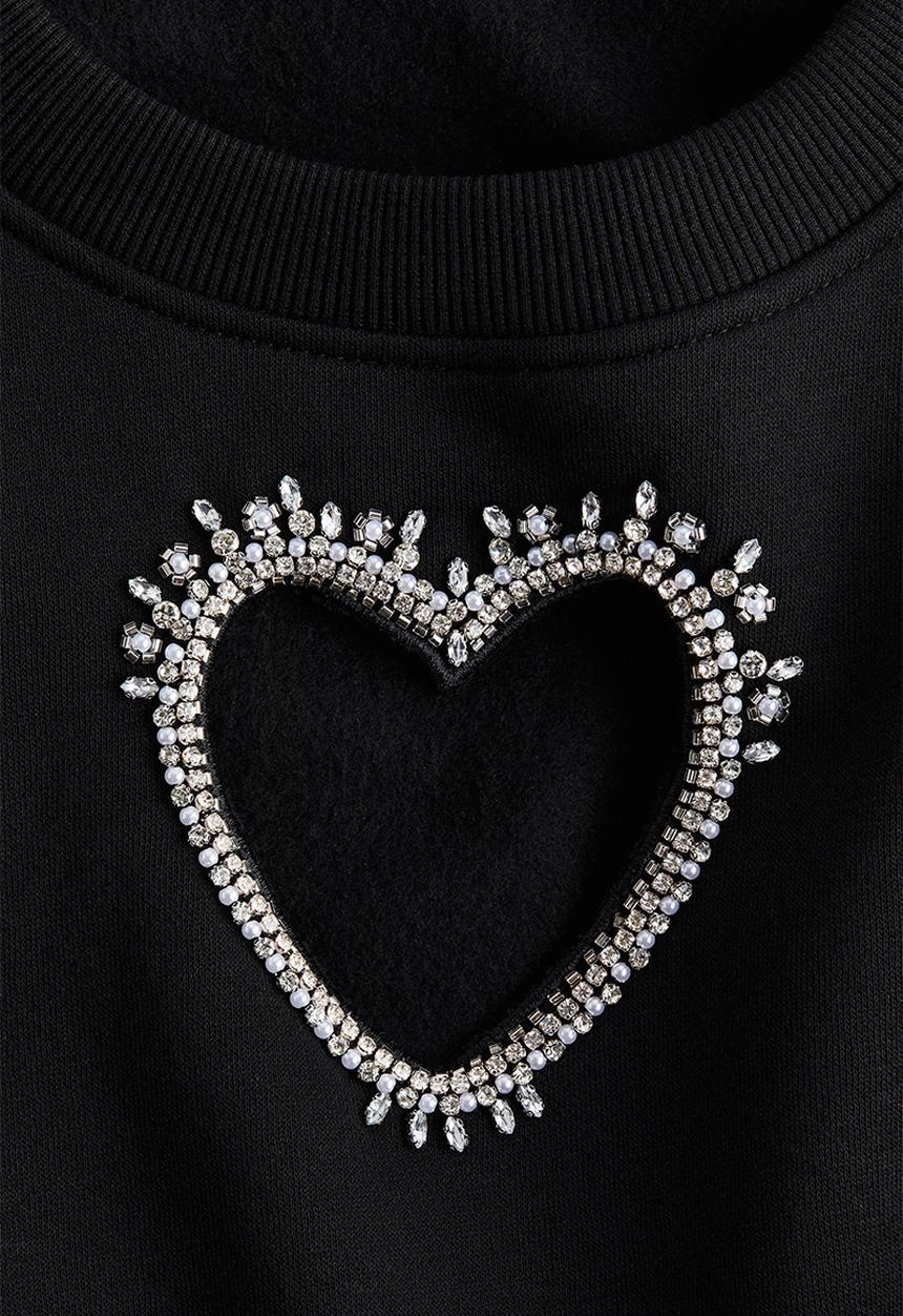 H&M - Embellished sweatshirt - black/heart