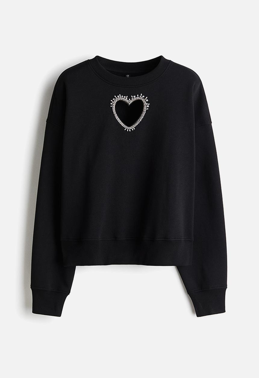 H&M - Embellished sweatshirt - black/heart