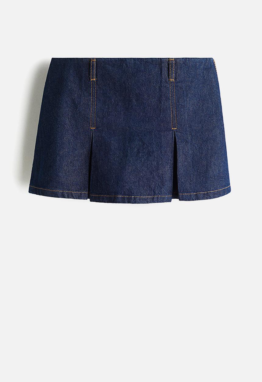 H&M - Pleated mini skort - dark denim blue