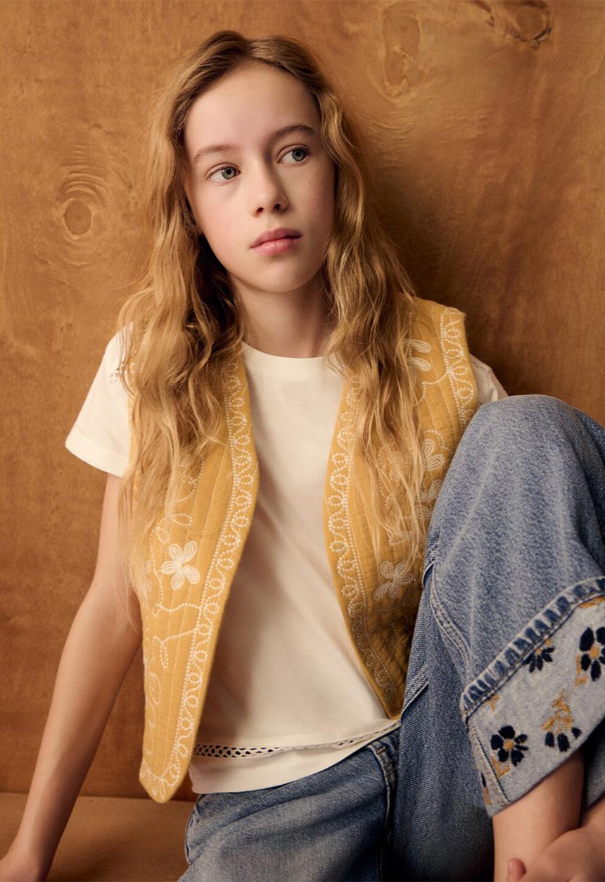 MANGO - Vest FLOWY - Medium Yellow