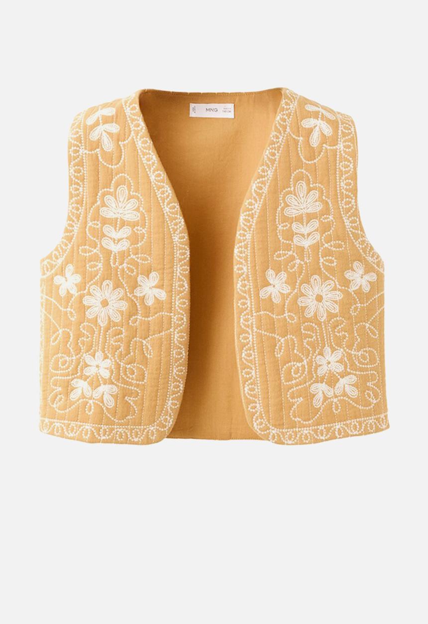 MANGO - Vest FLOWY - Medium Yellow