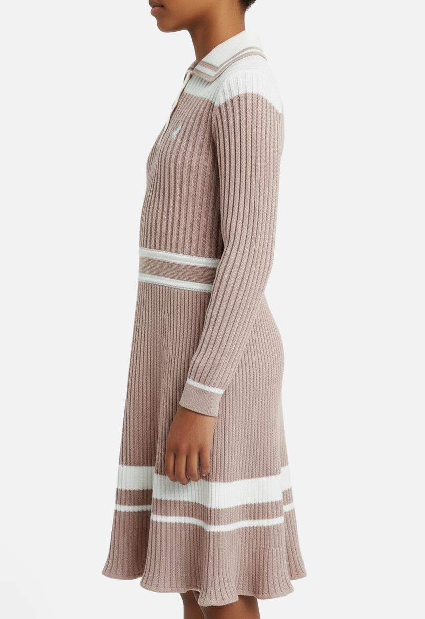 POLO - Ava knitted colour blocked dress - rose taupe